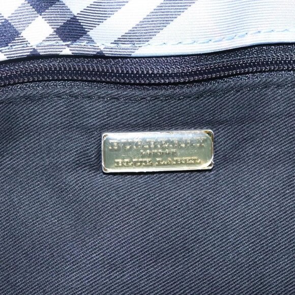 BURBERRY Nova Check Blue Label Hand Bag Nylon Purple Silver Auth hs1699 - Picture 10 of 16